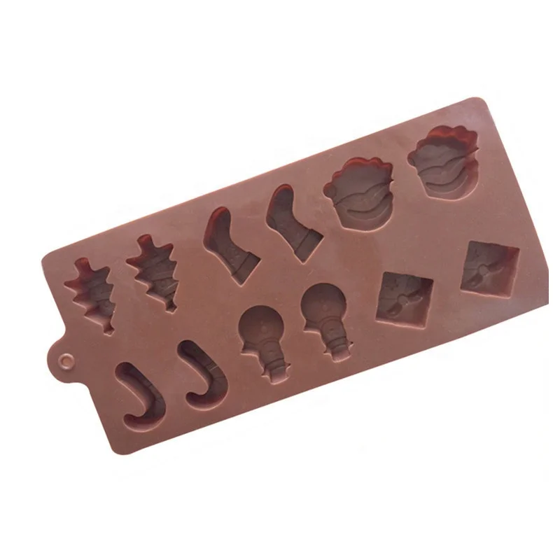12 Cavity Christmas Chocolate Mold Ice Cube Tray Silicone Cake Baking Mold DIY Soap Mold
