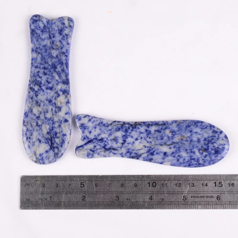 Prezzo diretto della fabbrica macchia blu jasper gua sha massaggiatore di giada naturale