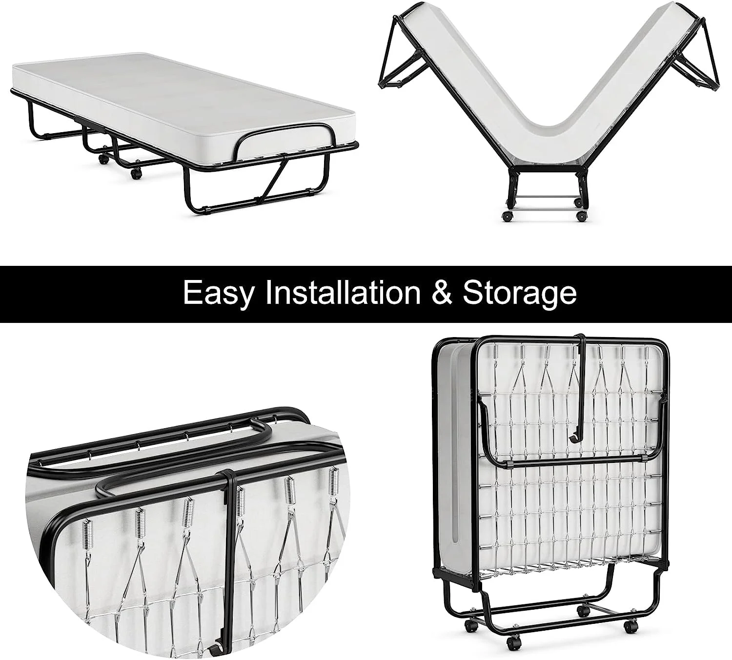 Factory discount Folding Bed Twin Size with Luxurious Memory Foam Mattress and a Super Strong Sturdy Frame