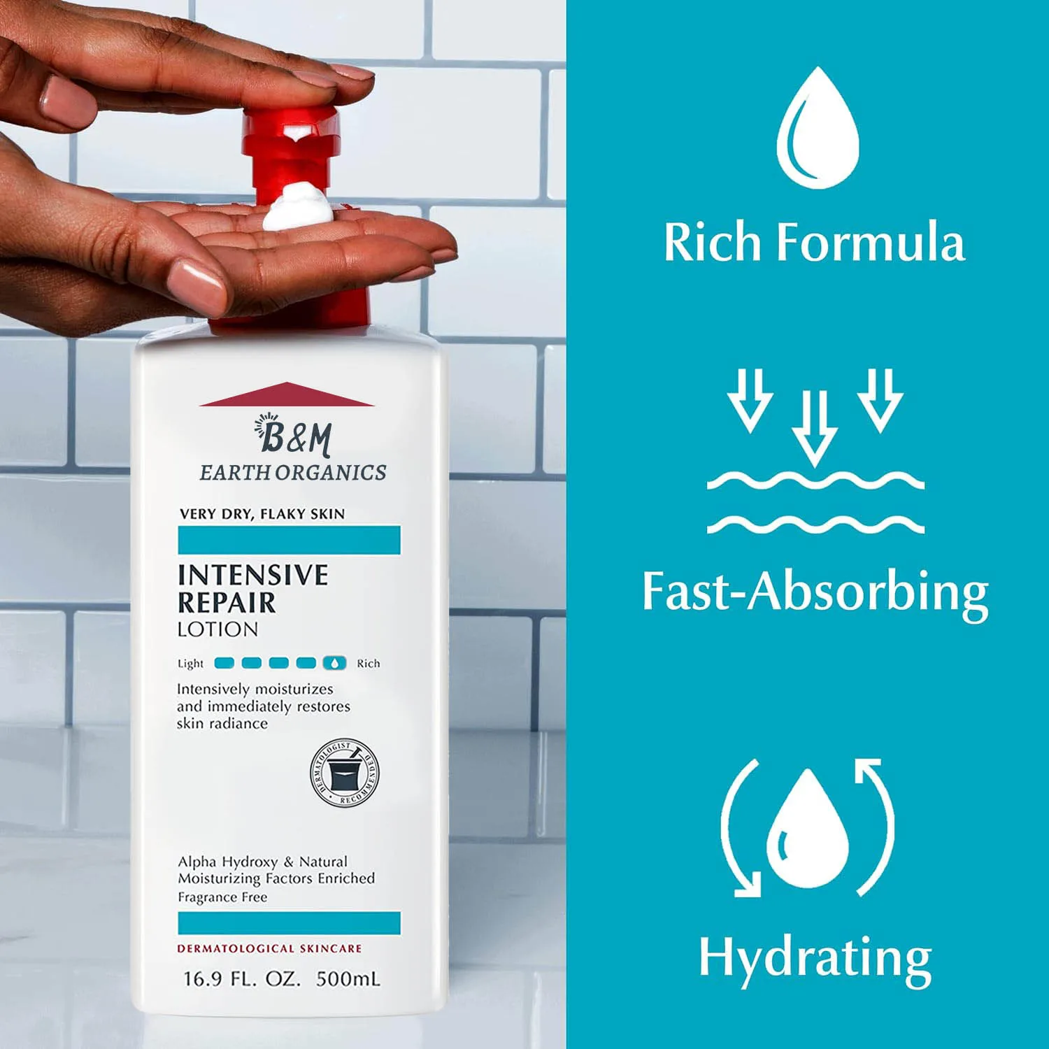 Intensive Repair Body Lotion for Very Dry Flaky Skin Fragrance Free Body Moisturizer with Alpha Hydroxy