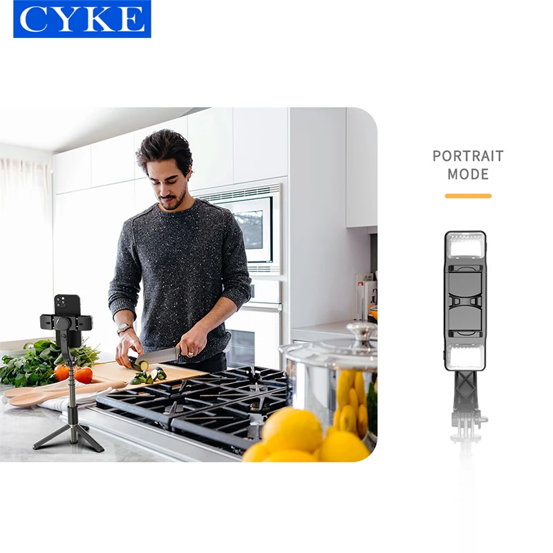 CYKE New Q08d Selfie Gimbal Stabilizer Tripod Selfie Stick Single-axis Stabilizer Handheld Anti-shake With Fill Light