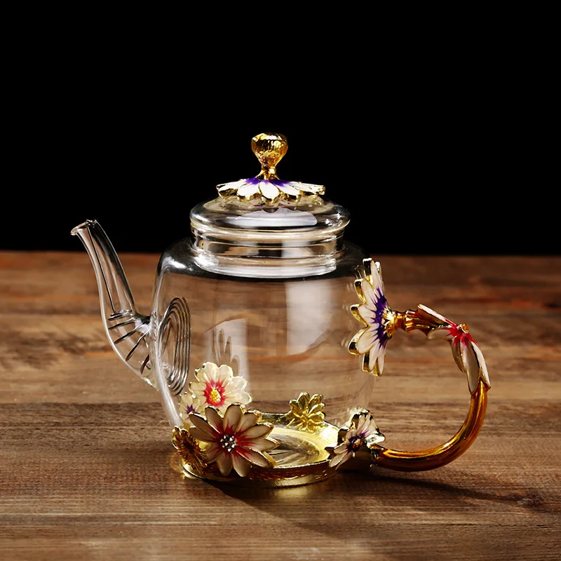 Drinking Glassware Hotsale Beautiful Handmade Gift Modern Nice Lead-Free Enamel Glass Heat Resistant Enamel Glass Tea Cup