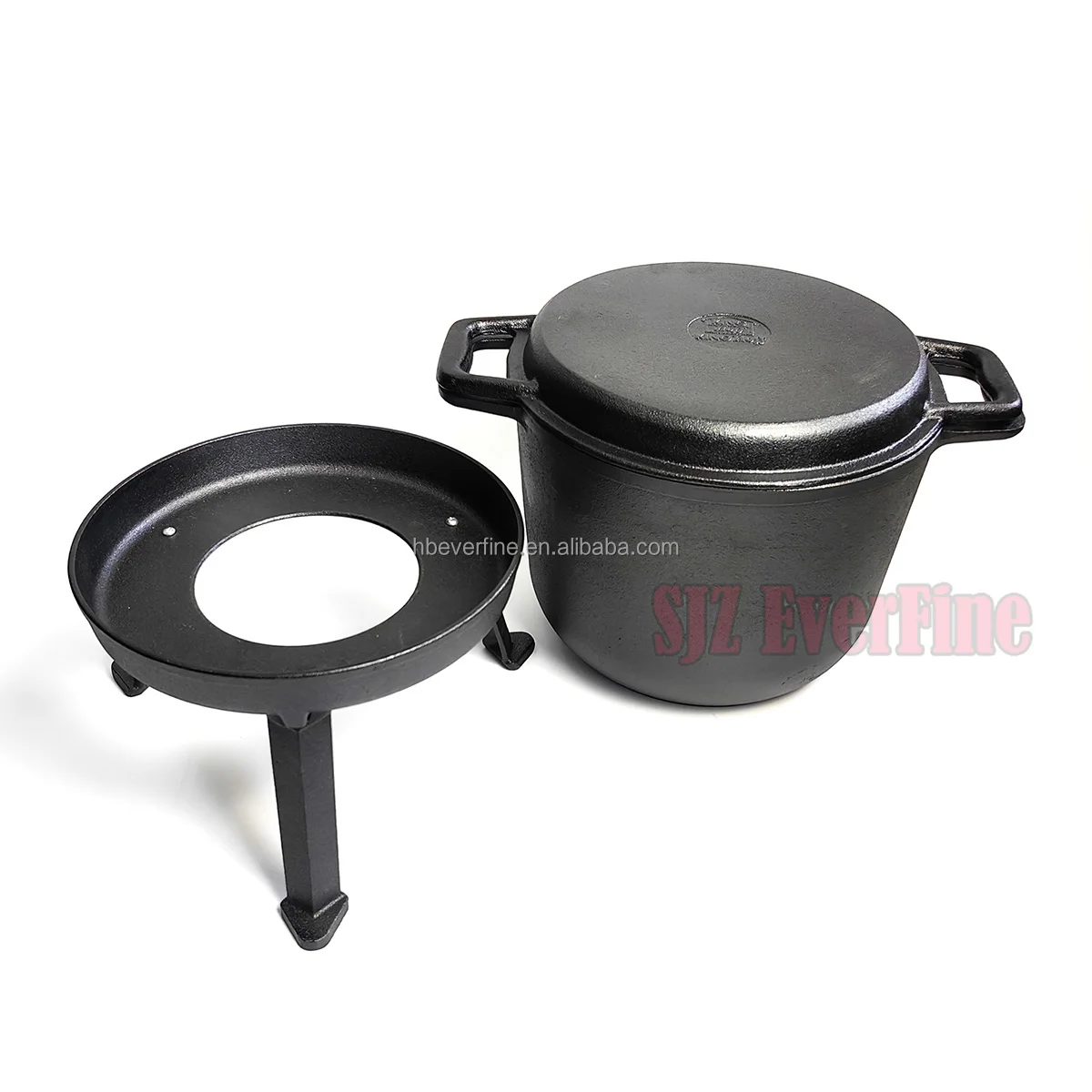 2 in 1 8L Poland Three Legs Cast Iron Meat Pot and hunt pot For Camping