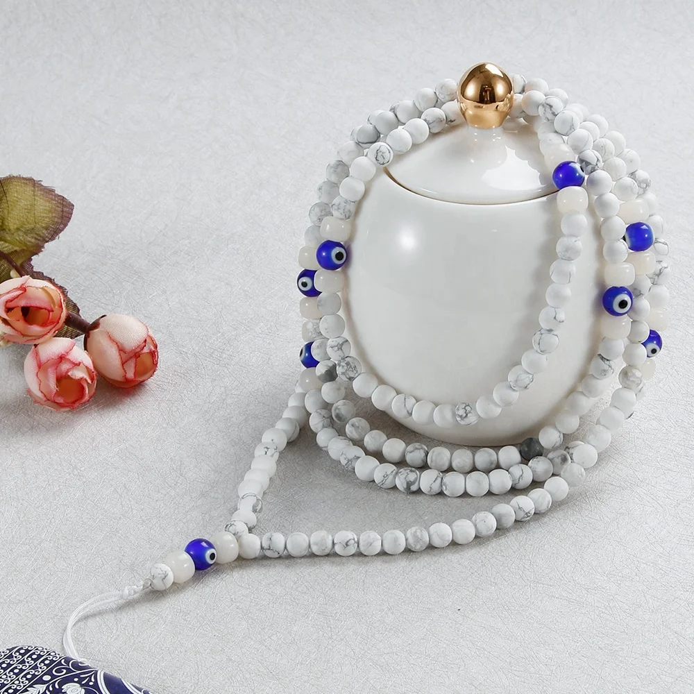 Factory direct sale simple evil-eyes white pine beads phone straps beads accessories for mobile/ glasses/necklace/bracelet