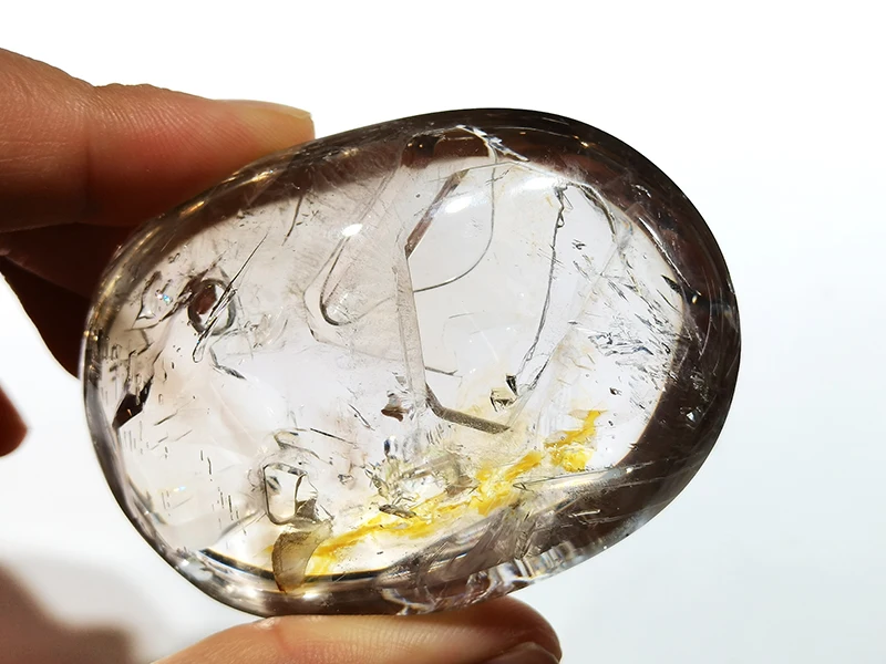 Wholesale natural clear crystal stone with water polished Enhydrite stone clear Bladder crystal quartz tumble stones for healing