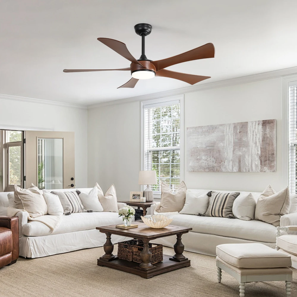 52 Inch 5 Blade Large Black Industrial Ventilation Ceiling Fan Modern Smart Ceiling Fan Light 2024