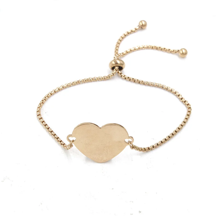 Dazgirl Wholesale Engravable Blanks Jewelry  Heart Chain Adjustable Luxury Bracelet
