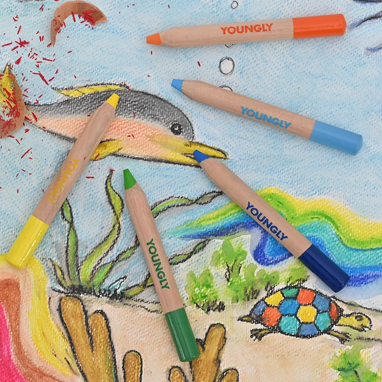 Ins Hot Product School Supplies Coloring Non-Toxic 6 Colors Crayons With Sharpener