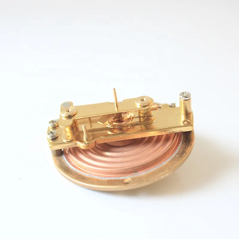 Beryllium diaphragm and movement assembly for diaphragm pressure gauge