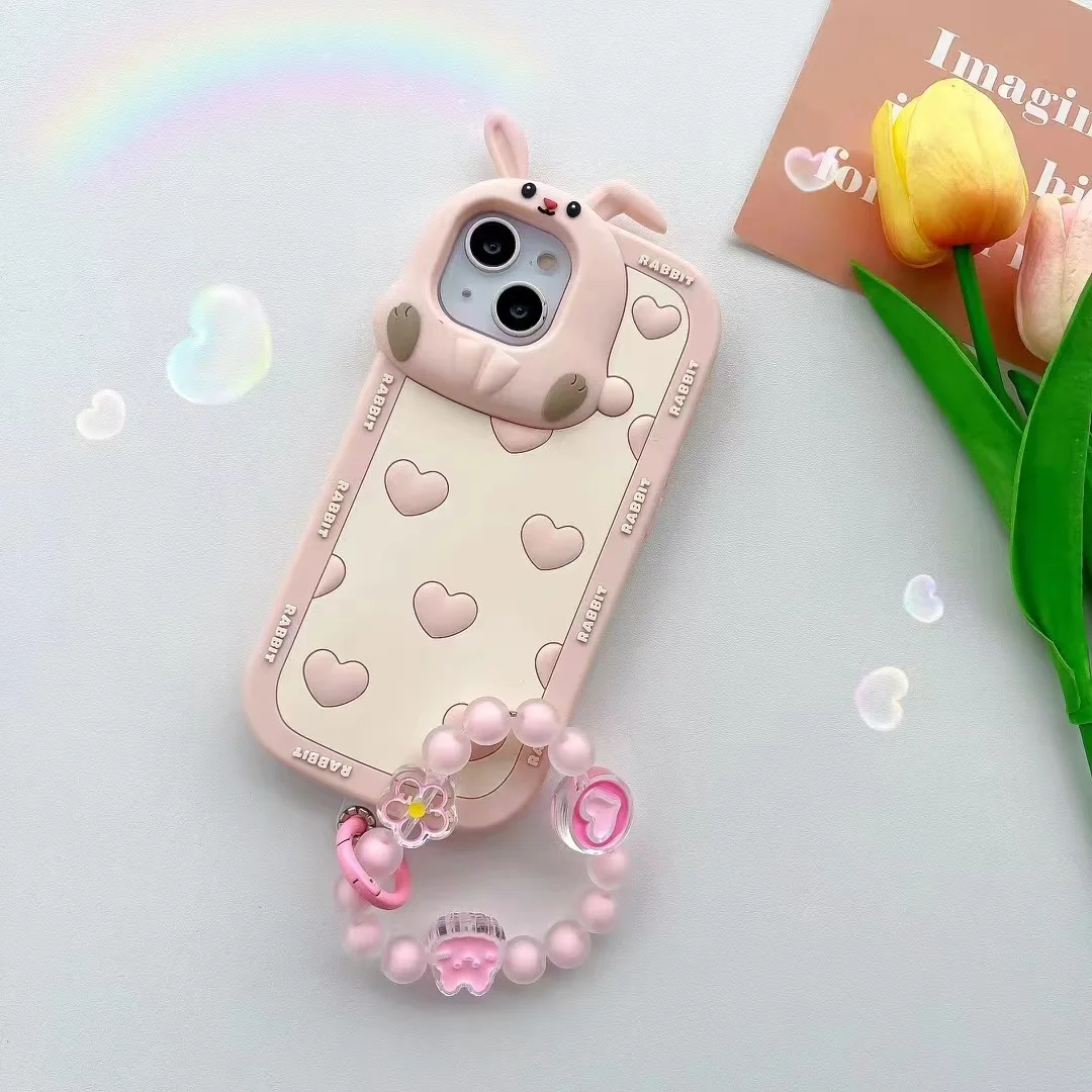 2022 new funny love rabbit style phone case for girls silicone phone cover for iphone 14 pro max