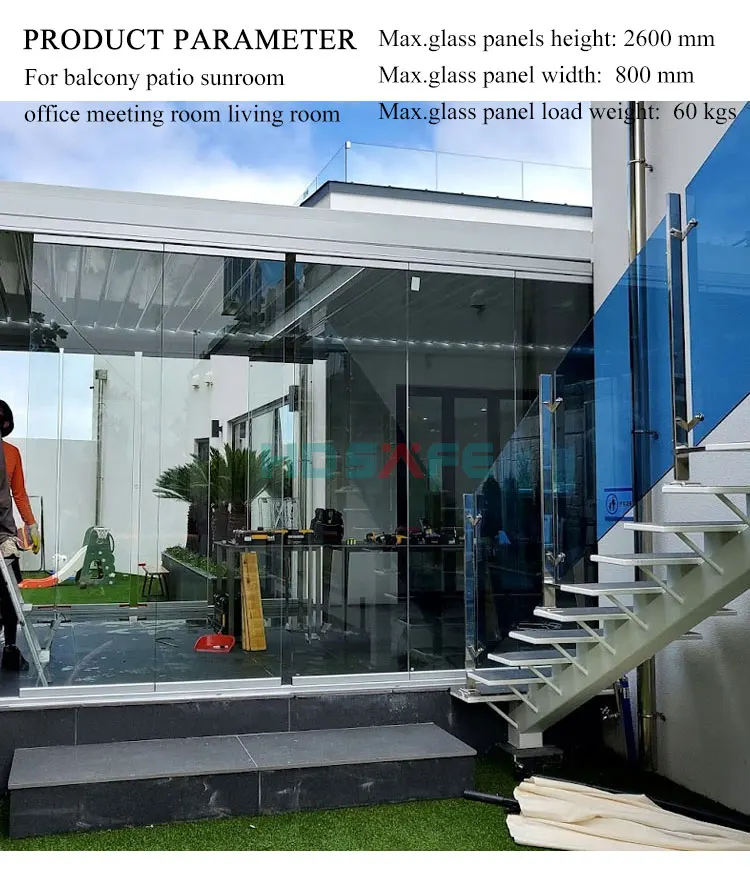 HDSAFE Waterproof Residential Glass Window for House Tempered Glass Aluminum Sliding Windows and door system balcony fold window