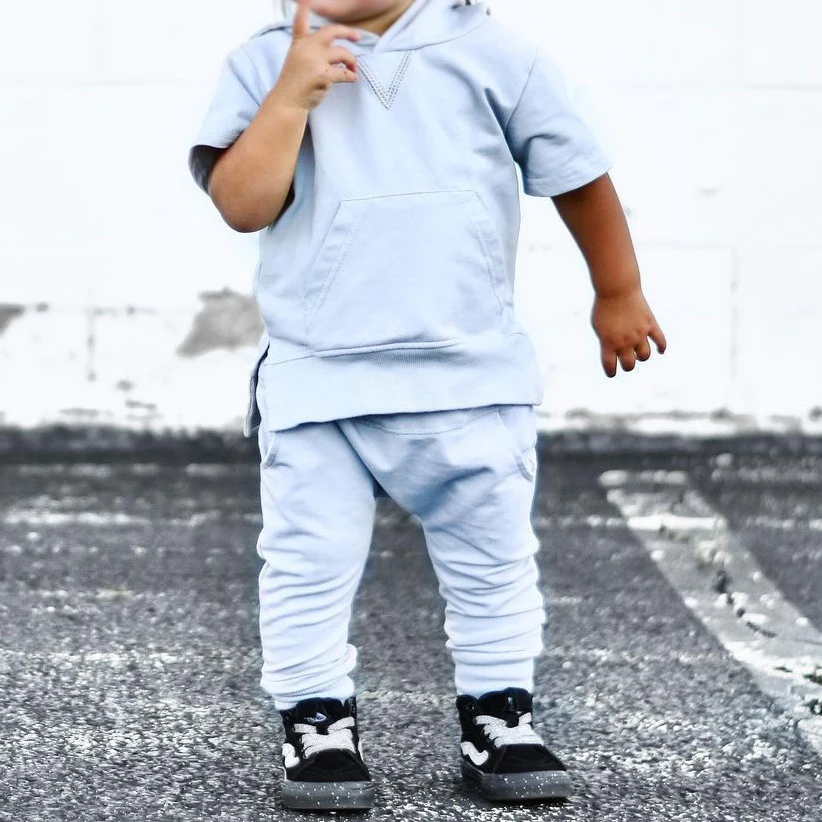 Spring Toddler Slim Fit Track Suit Hoodie Short Sleeve Trackpants Streetwear 2 Piece Pants Set Outfit Custom Jogger Suit Child