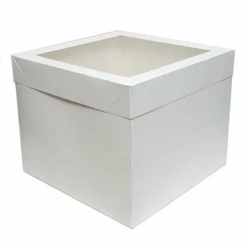 Square Big Cake Packaging Box 12X12X12 Customized White Package Cakes Carton With Window