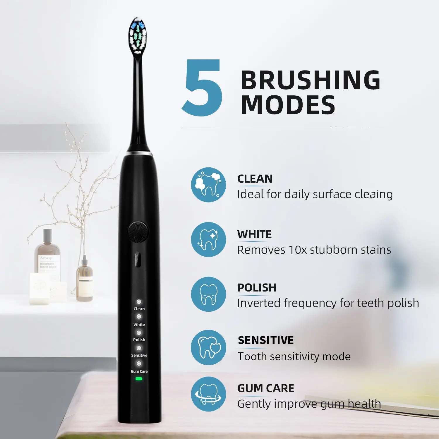 Sonic multifunction electric toothbrush with smart pressure sensor