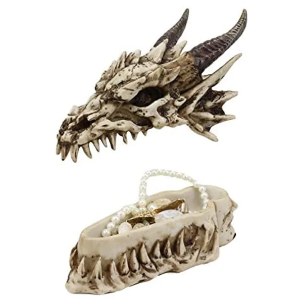 Custom Grinning Bone Skeleton Dragon Skull Trinket Box Dragon Head Bone Jewelry Storage Box Treasure Box