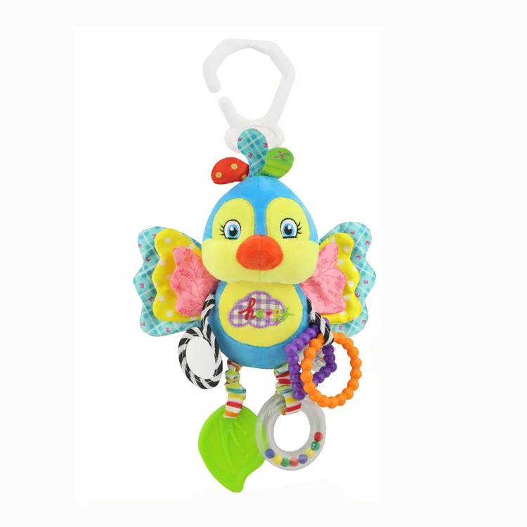 H026B blue bird rattle with teether whistle whistle paper car hanging bed hanging