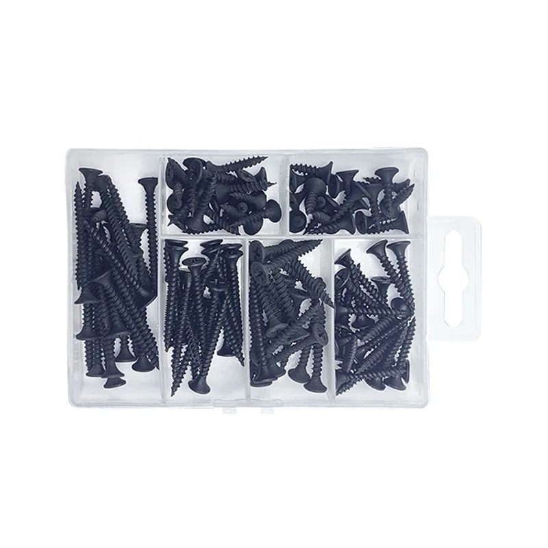 Enci hardware 110pcs set Drywall Screw Cross Flat Head Self-Tapping Phillips Countersunk Head Plasterboard Stem Wall Screw M3.5