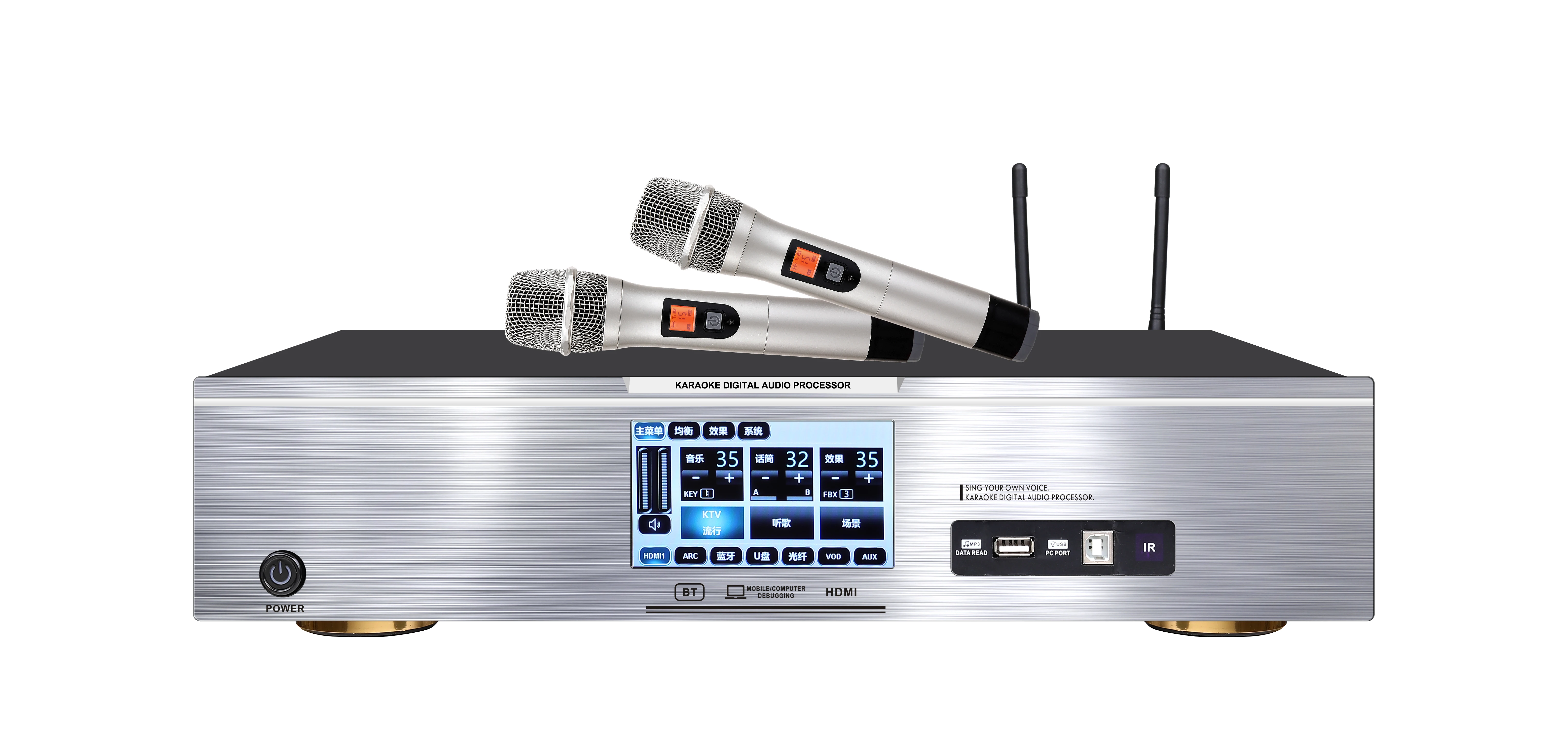 Convenient 400W entertainment amplifier with digital + analog microphone effects