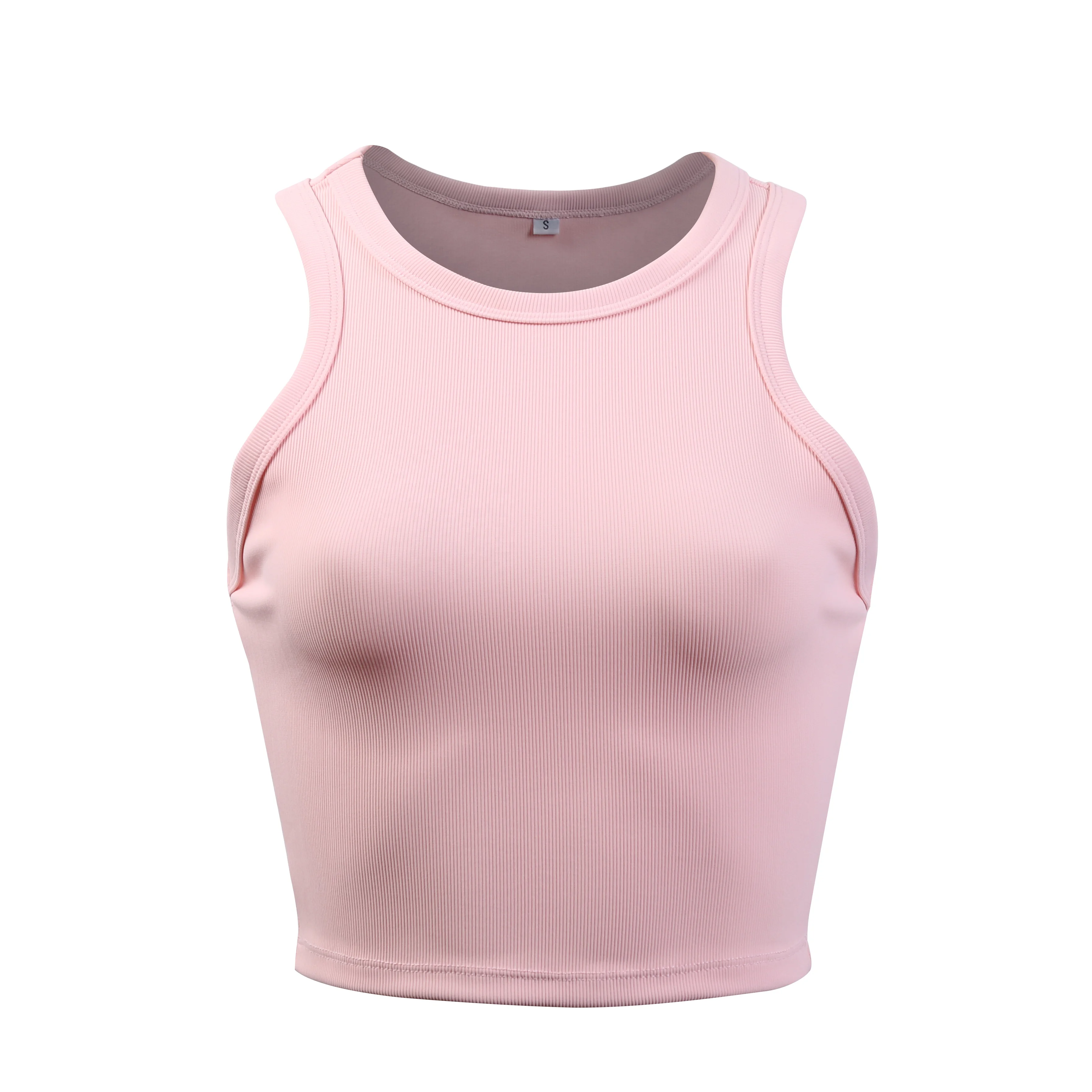 Оптовая продажа с фабрики, спортивный бюстгальтер, розовый бюстгальтер в рубчик для йоги, женский бюстгальтер для тренажерного зала, сексуальные укороченные топы для активного отдыха