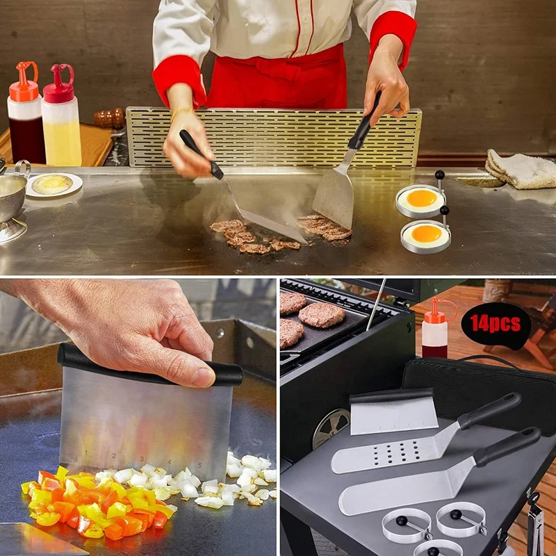 Professional Grill Spatula Set for Men Women Outdoor BBQ and Camping Griddle Grill Tools Set