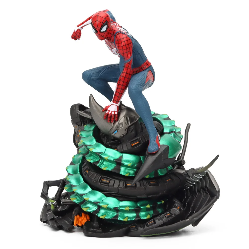 Оптовая продажа Аниме фигурки 3D ПВХ мультфильм ручной работы Железный Человек-паук PS4 Игровые Украшения модель 19 см