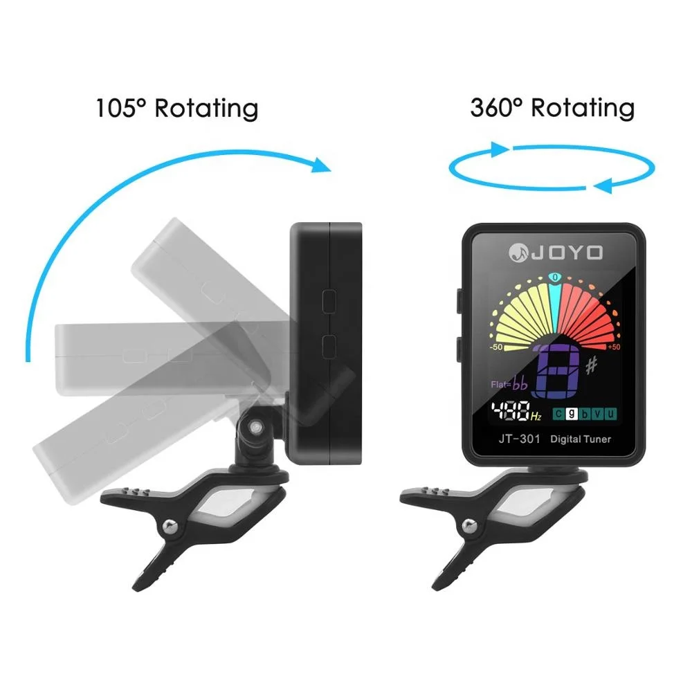  Guitar Tuner Clip-On Digital Electronic Acoustic with Full Color Display for Bass Violin