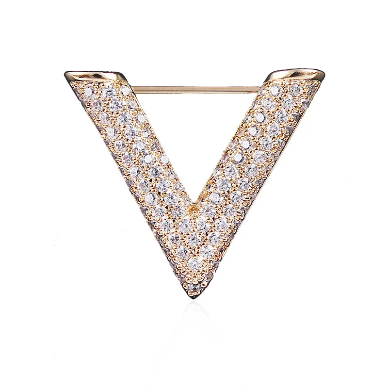 Crystal Pearl Initial Brooch Gold Plated Enamel Colorful Letter Alphabet Breastpin Pin Jewelry for GIFTS