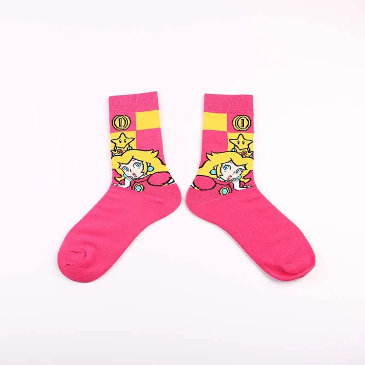Hip-Hop Street Skate Mario Cartoon Comic Socks Woman Fashion Sport  Combed Cotton Calcetines for Girl