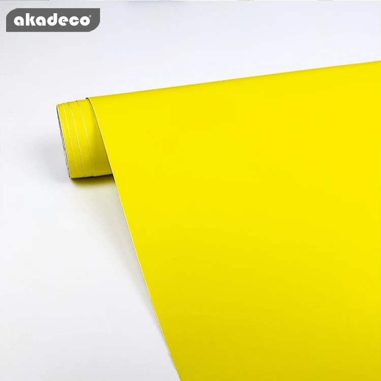2020 new arrival  deep yellow furniture decoration film  solid color colorful self adhesive decorative film