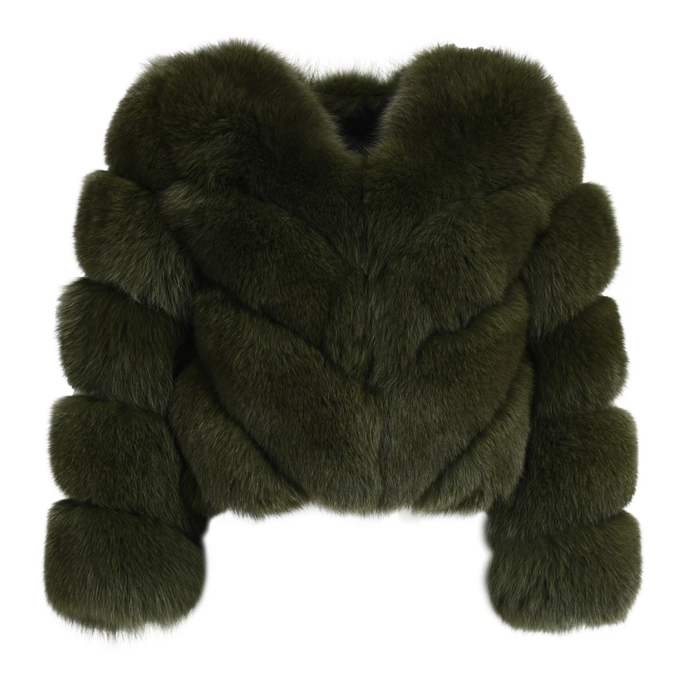 OEM Factory Popular Fluffy Real Fox Fur Coat Bubble Sleeves Custom Wholesale Woman Winter Short Fox Fur Coat