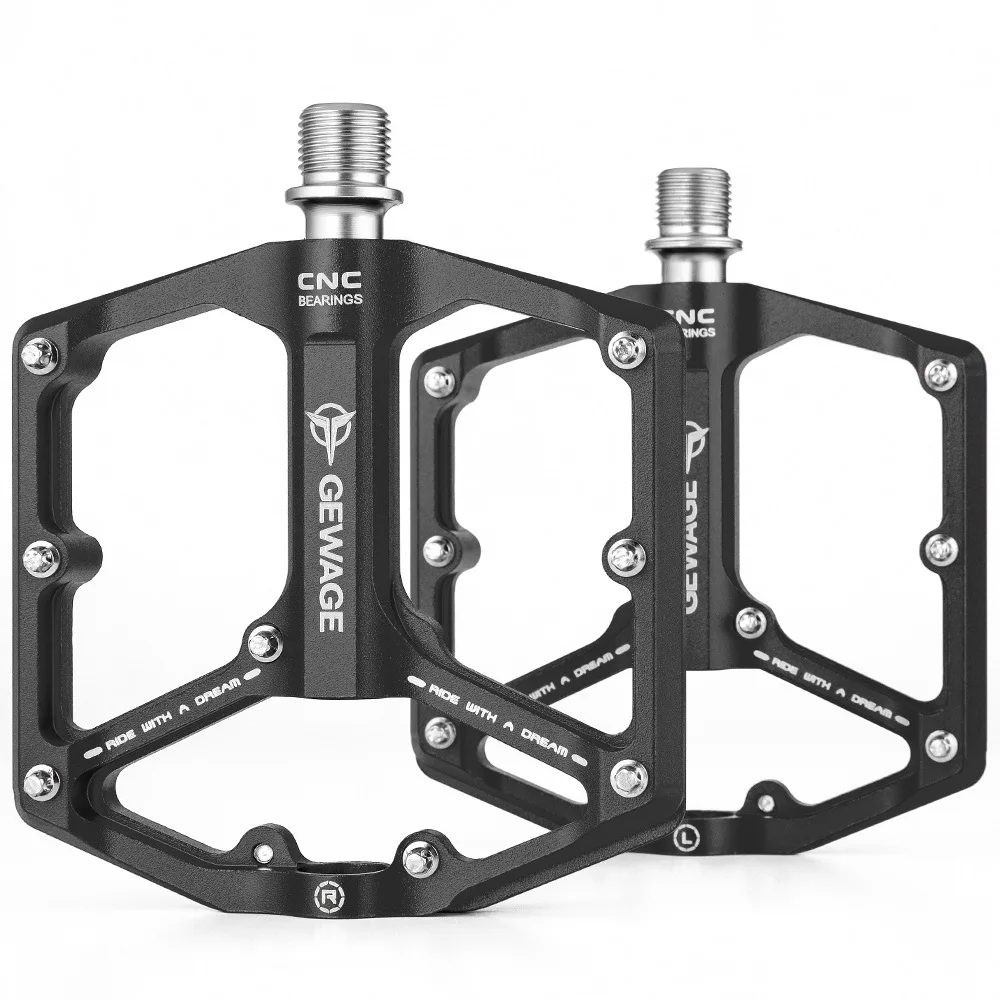 GEWAGE MTB bike pedal aluminum alloy 3 Bearings Widen Anti-slip Bicycle Pedals