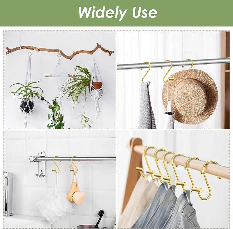 Luxury Waterproof Metal Clothes Rack Hook Bathroom Curtain Assemble Accessories Gold Shower Curtain Hook