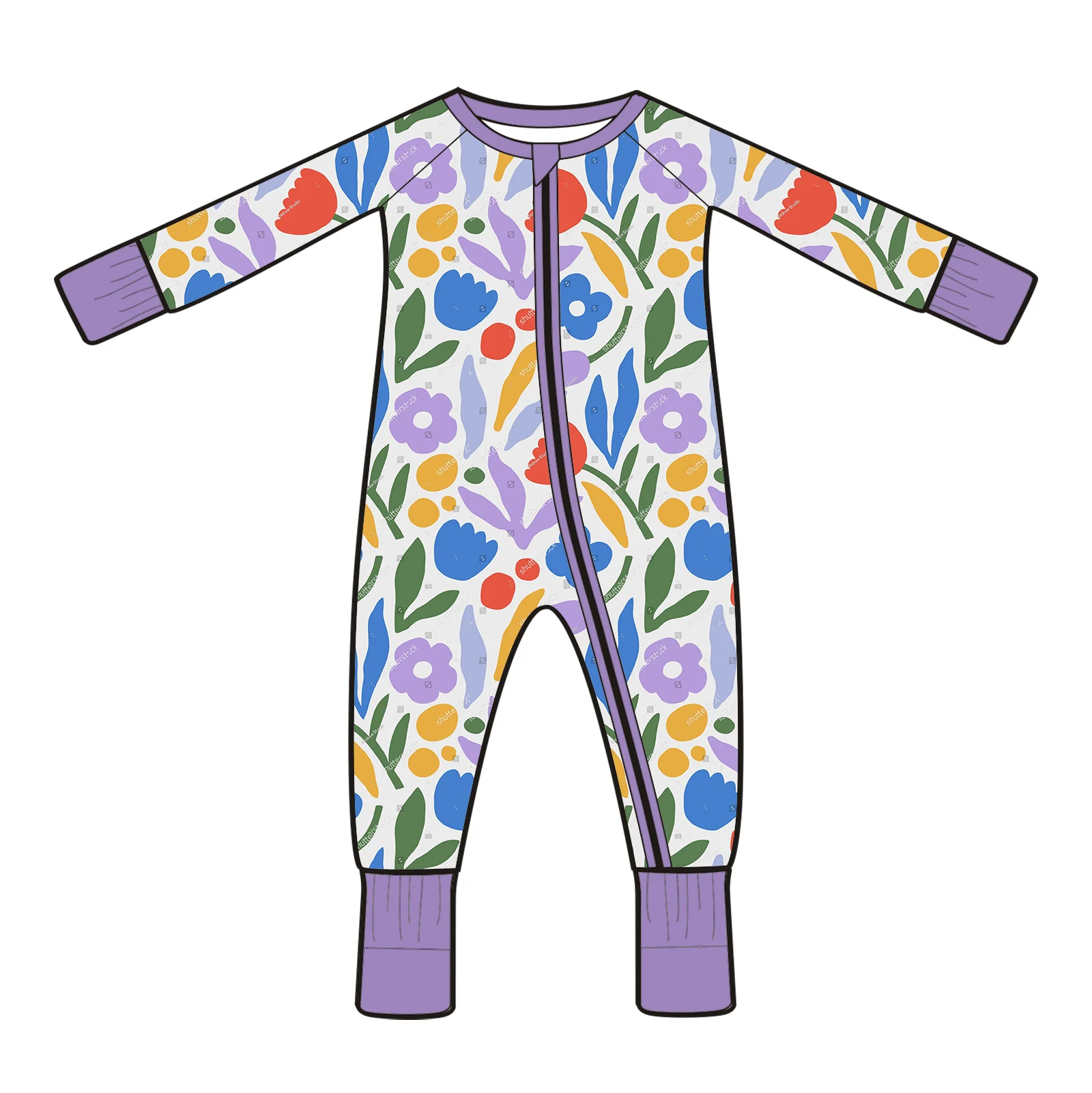 Comfortable Newborn Sleeper with Bamboo Viscose Two Way Zipper Long Sleeves Folded Feet Soft Fabric Gentle Fit for Cozy Nights