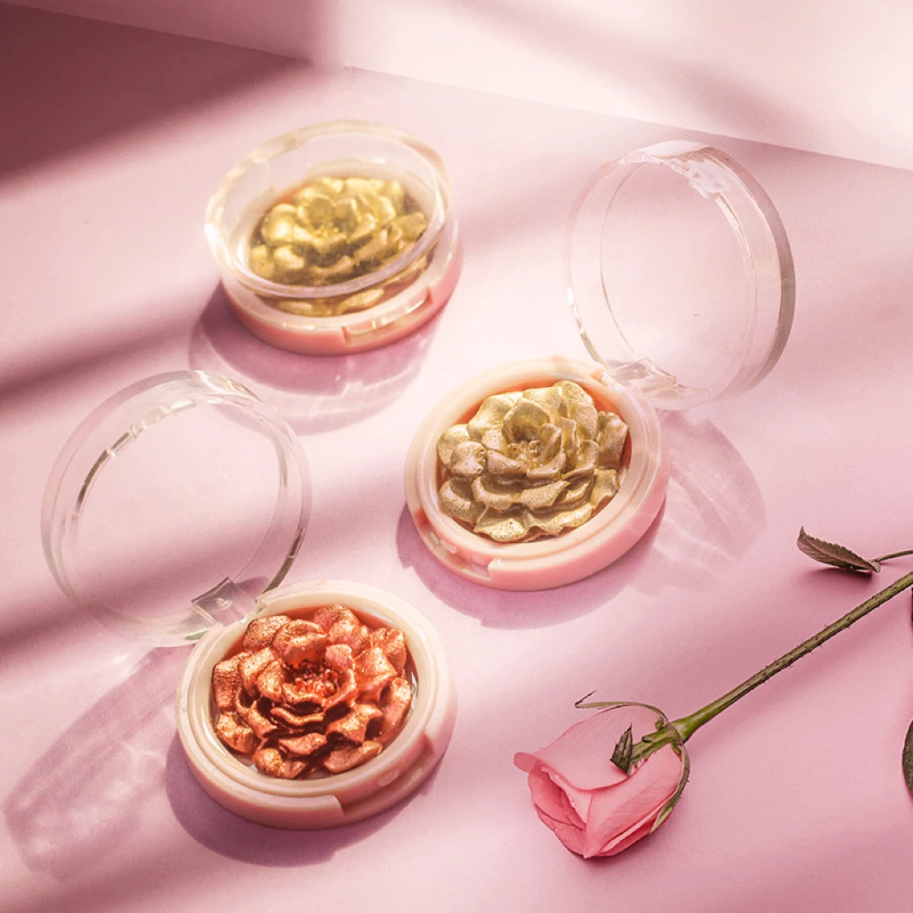 Customise your logo multichrome vegan Face 3d flower blush highlighter makeup
