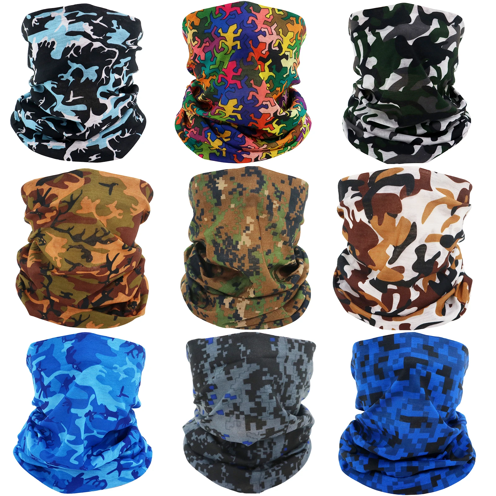 Wholesale Custom Summer Fishing Cycling UV Protection Face Cover Mask Multifunctional Tube Headwear Bandanas Neck Gaiter Scarf