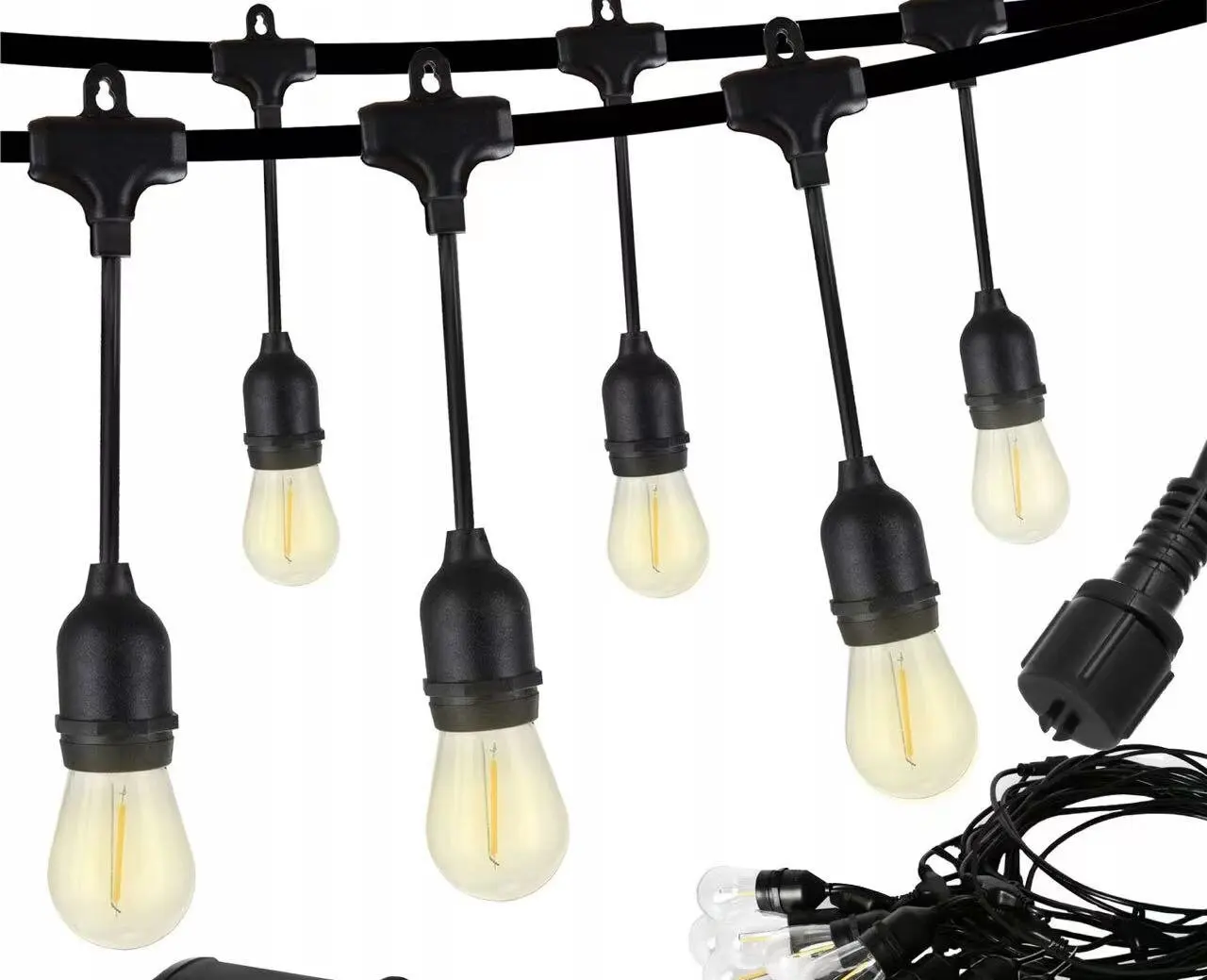 Popular Outdoor 24V S14 E26 E27 Socket LED Filament Bulb String Lights For Patio Christmas  Decorations