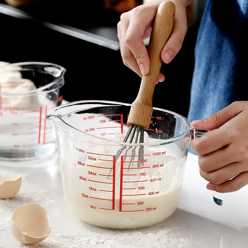 Factory Wholesale Creative Microwave Safe High Borosilicate Clear Glass Measuring Cups 500ml With Handle