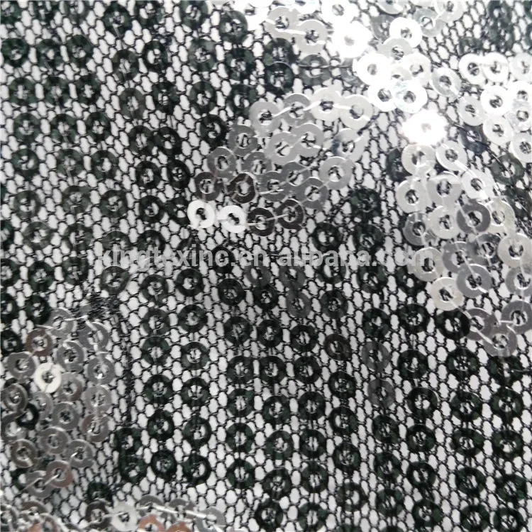 
Widely used superior quality silver sequin fabric embroidered stripe tulle mesh for home decoration 