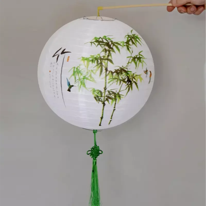 RUI YI LUCKY Red Sakura (Cherry) Flowers White Color Chinese/Japanese Paper Lantern with for lantern festival decoration