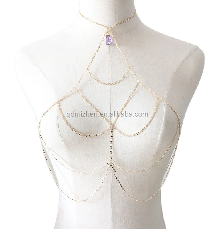 Pendant Body Chain Jewelry Sexy Chain Bikini Body Chain Bra 2017 Latest Quartz Brass Handmade CLASSIC Party Club Accessories