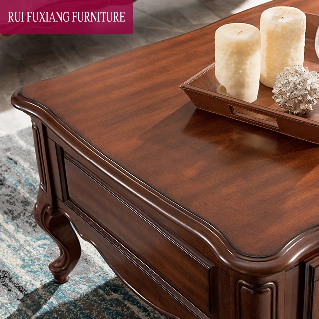 Classic American Antique Style Solid Wood Coffee Table Tea Table Living Room Furniture Storage Table P351
