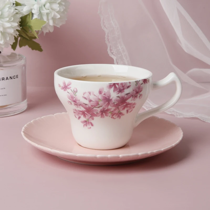 SU92 Wholesale Porcelain High End Ceramic Afternoon Coffee Cup And Saucer Tea Set