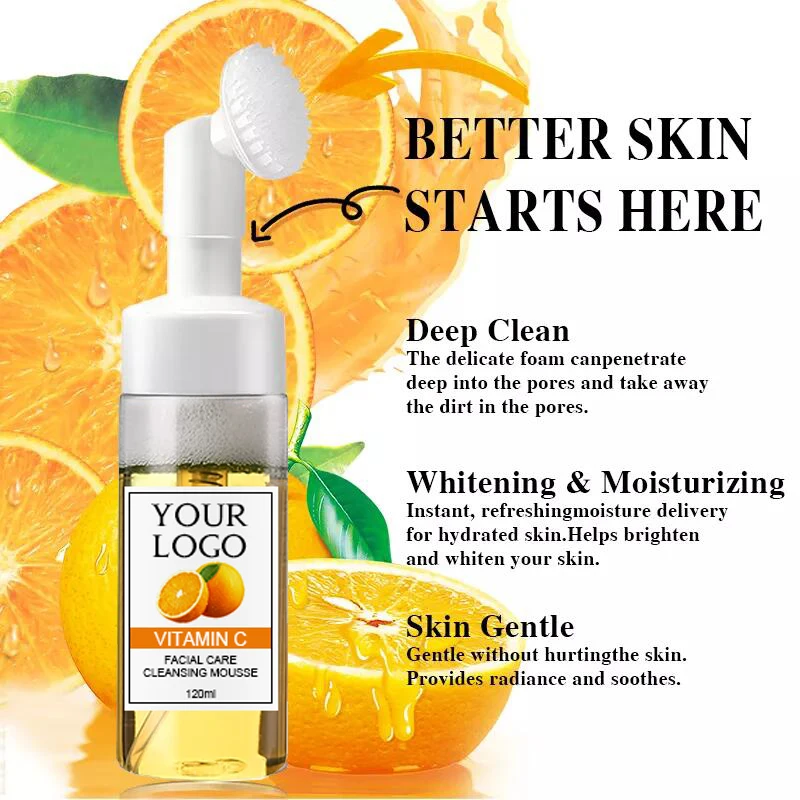 120ML Facial Cleanser Deep Cleansing Skincare Own Brand Organic Moisturizing Anti Acne Foam Cleanser