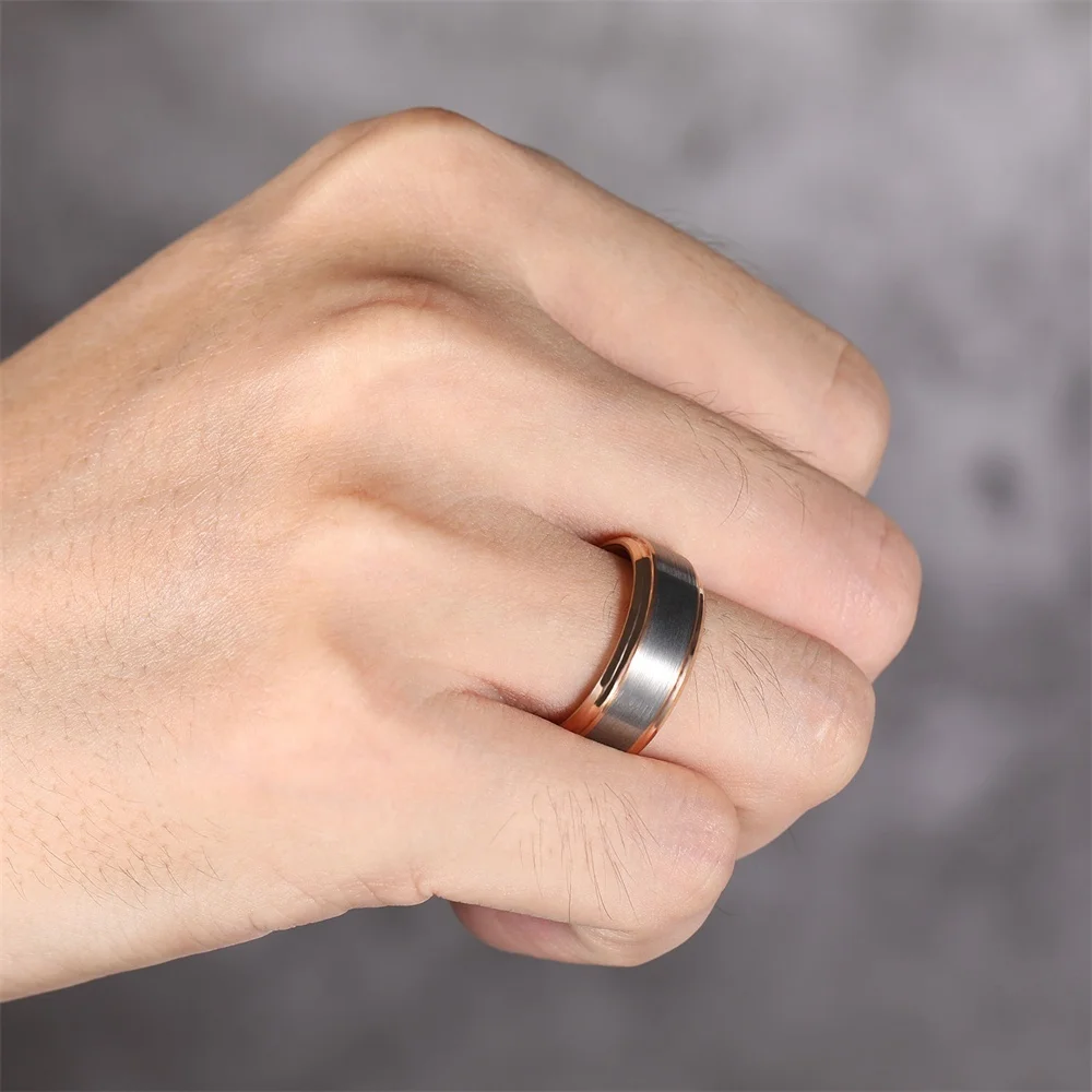 OLAN Fine Jewelry Rings 8MM Tungsten Carbide Engagement Ring Brushed Wedding Band for Men Women