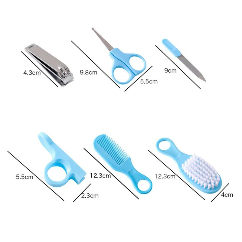 6 pieces Baby Care Kit Baby Health Nail Hair Comb Set Multi functional Baby Nail Trimmer Scissors Set