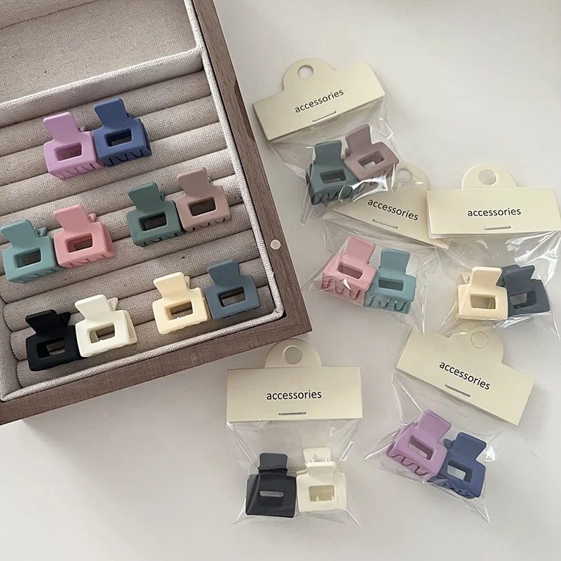 2PC New Mini Korean Hair Clips Claw 2022 Colorful Acrylic Acrylic Square Kids Girl Hair Clips Accessories