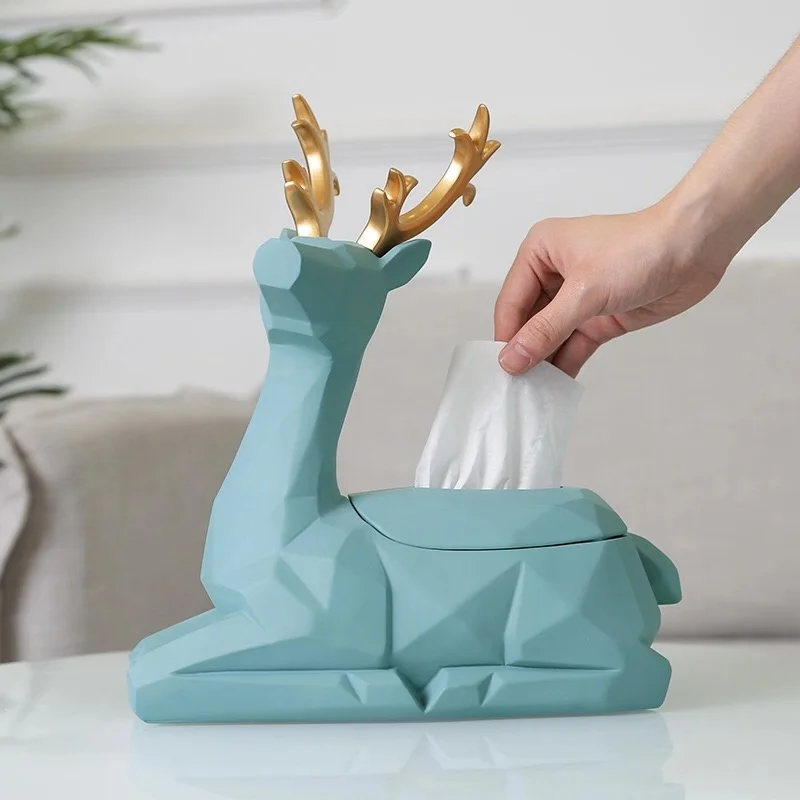 
2019 new fashion resin rabbit tissue box for home decoration 