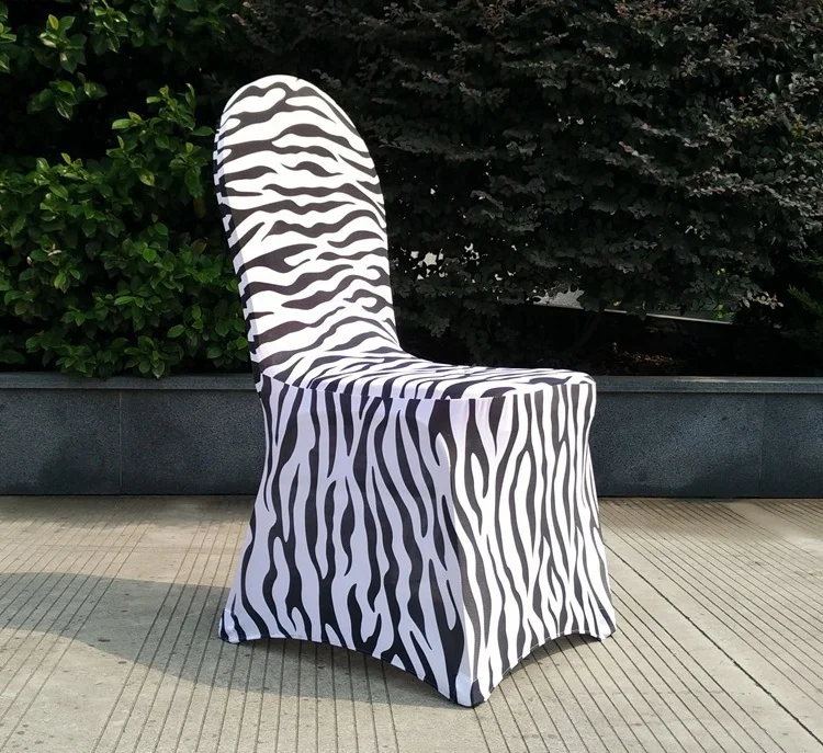 
Spandex stretch black and white zebra stripe printed chair cover for wedding banquet 