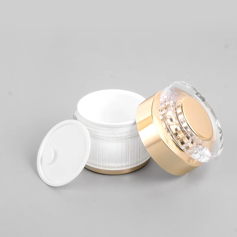 Wholesale White Custom Logo Acrylic Skincare Cream Jars Plastic Cosmetics Packaging Containers