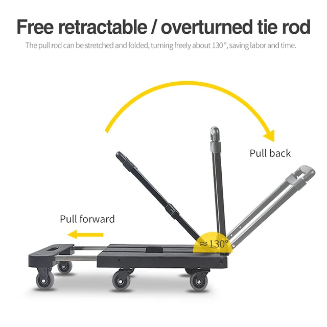 
Portable household 6 wheel folding small extensible foldable shopping cart anti-skid folding platform trolley 
